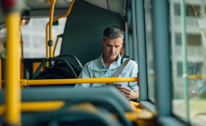 Man sitting on bus