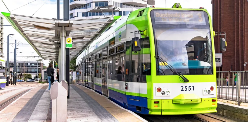 Tramlink light rail tram at station