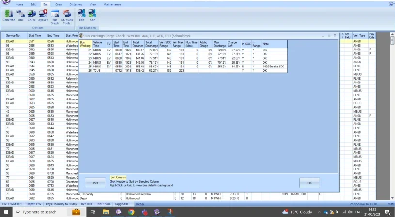 Range check image from our scheduling software