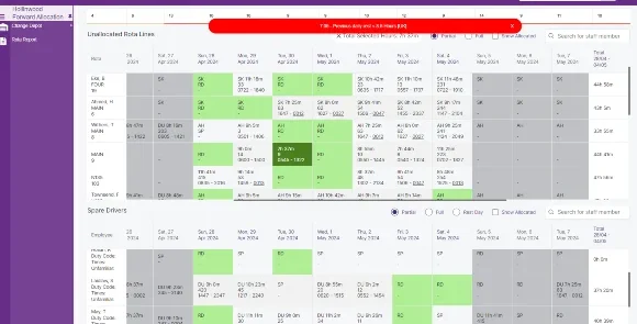 Screen image of depot allocation software