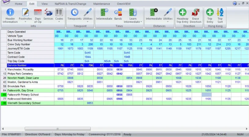 On-screen image of our timetable software solution