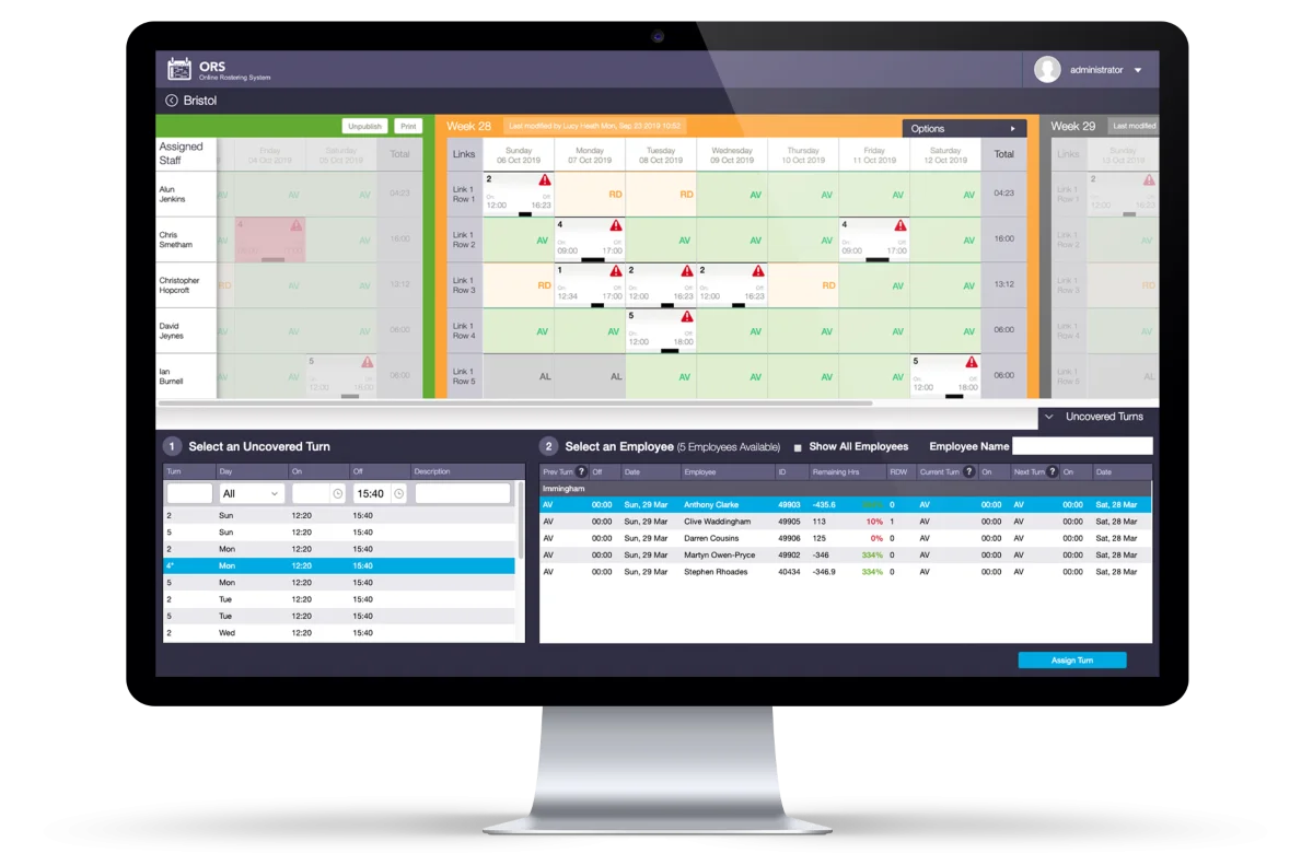 RailSmart employee rostering software system