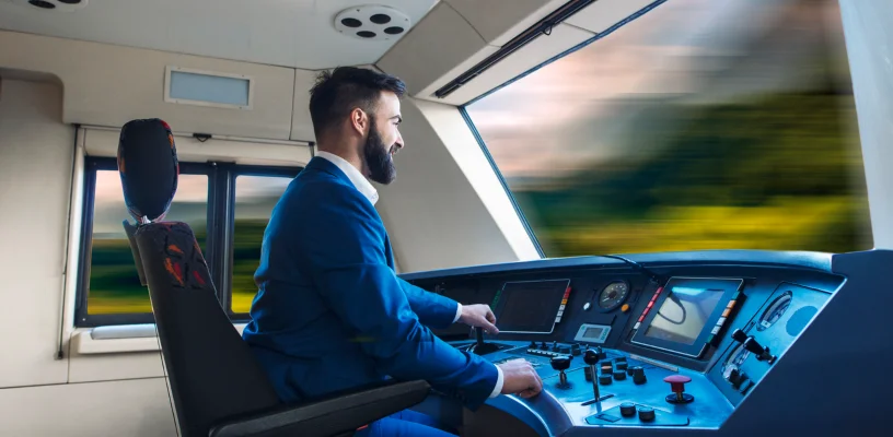 train driver in cab